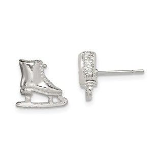 925 Sterling Silver Ice Skate Mini Post Earrings